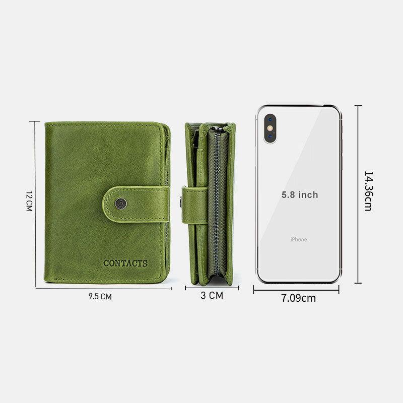 Women Genuine Leather RFID Multi-function Multi Card Slots Casual Solid Color Brief Card Holder Wallet