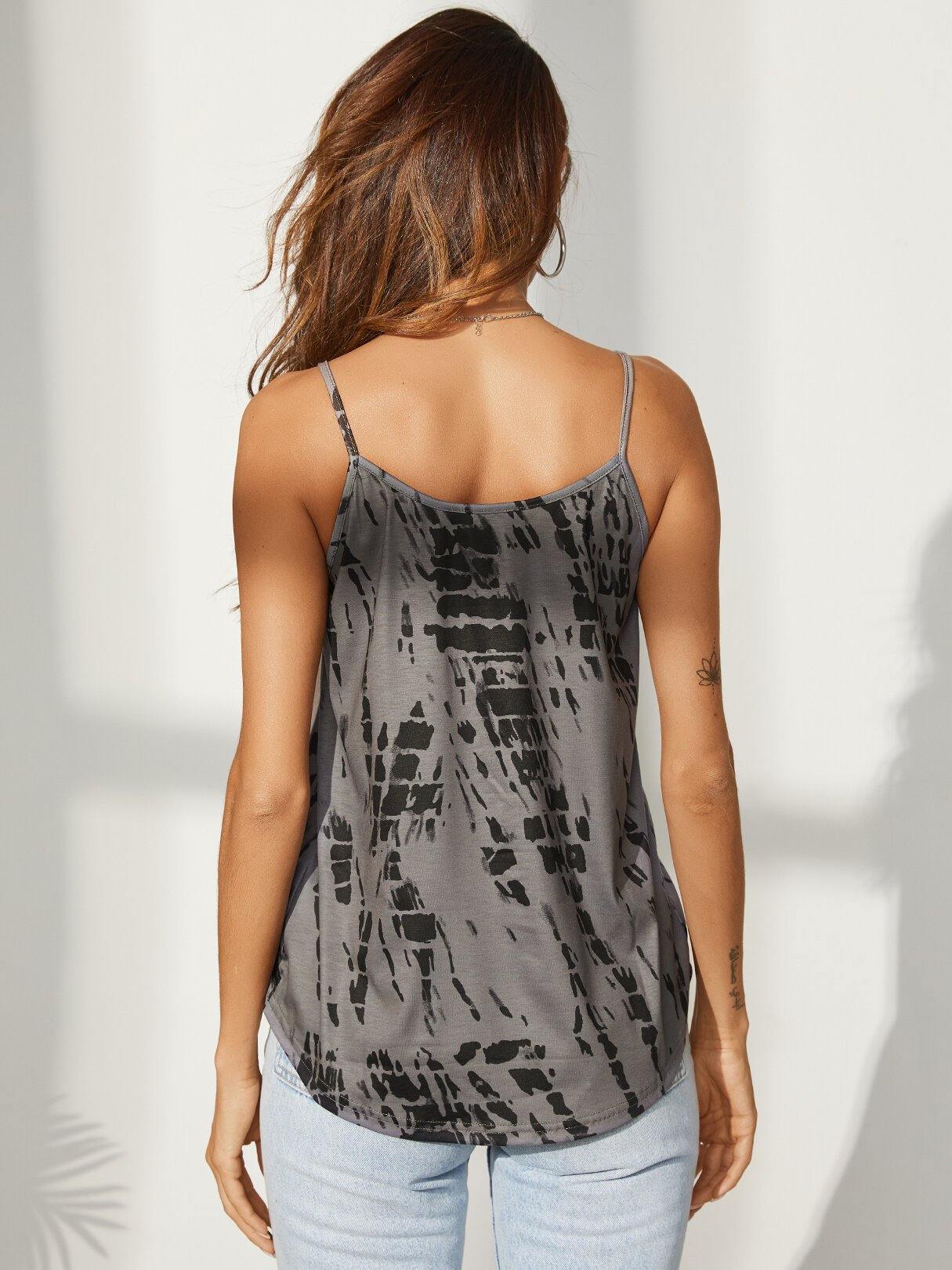 Casual Print Wrap Design V-neck Sleeveless Summer Sling Tank Top