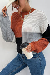 Grober Pullover mit Farbblockdesign