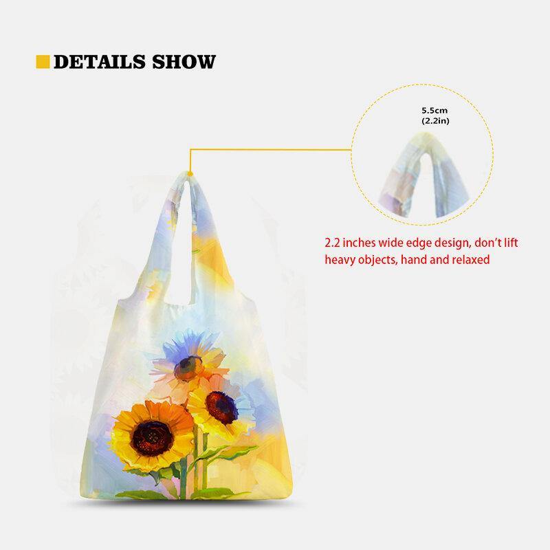 Bolso de verano con estampado de girasol y estampado de girasoles de nailon para mujer, bolso de hombro, bolso de mano 