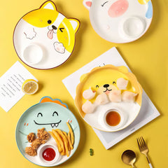 Tiger Elephant Pig Chicken Dog Dinosaur Lion Plates with sauce pan