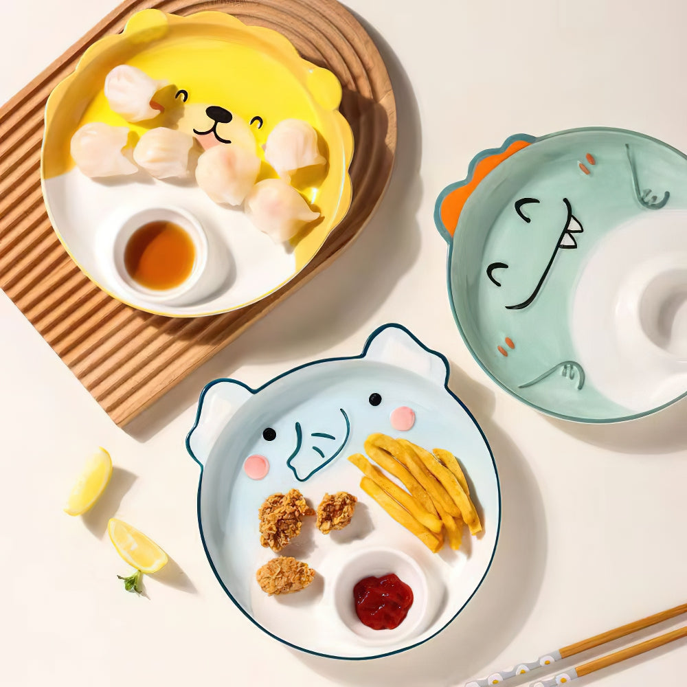 Tiger Elephant Pig Chicken Dog Dinosaur Lion Plates with sauce pan