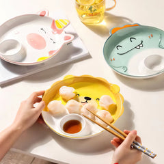 Tiger Elephant Pig Chicken Dog Dinosaur Lion Plates with sauce pan