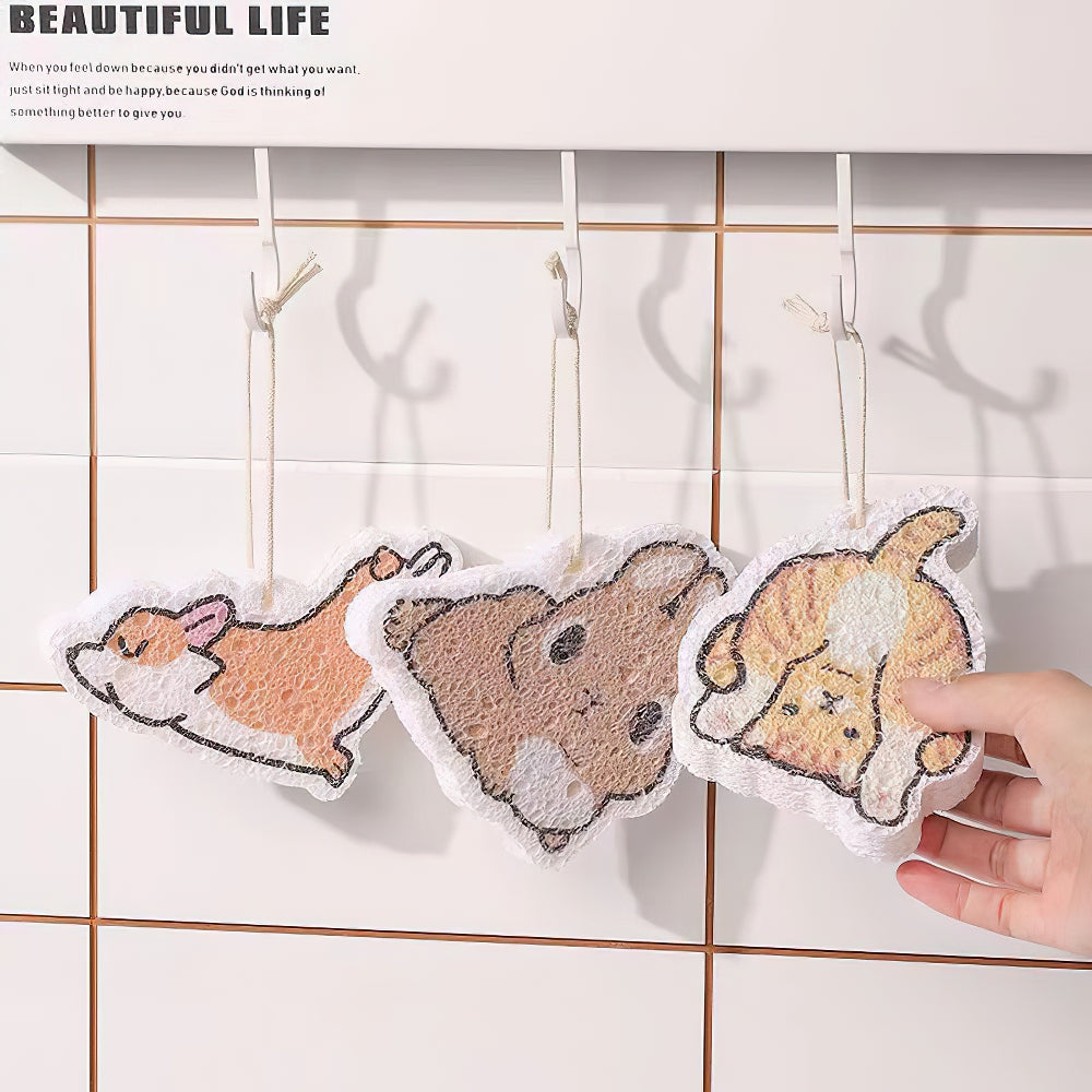 Rabbit Dog Cat Dishwashing Sponge Set of 9