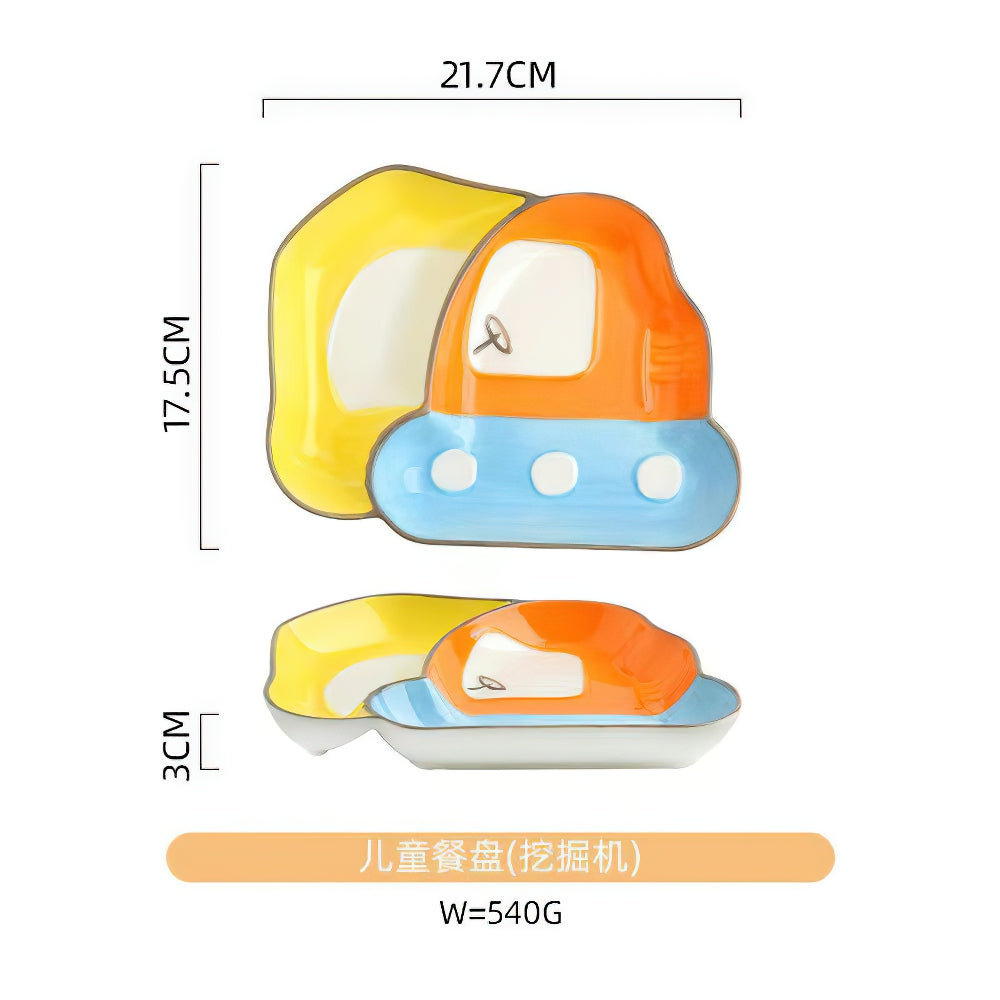 Car Engineering Vehicle Excavator Airplane Kids Plates