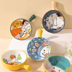 Cartoon Embossed Bowl With Handle