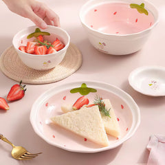 Refreshing Strawberry Ceramic Cartoon Bowl