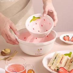 Refreshing Strawberry Ceramic Cartoon Bowl