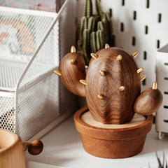 Support de stockage de bijoux de cactus Ornement de bureau Cadeaux créatifs en bois