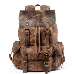 Mochila de lona para hombre, bolso de viaje, bolso de hombro, mochila vintage, mochila informal duradera, bolso de cuero grande para regalo