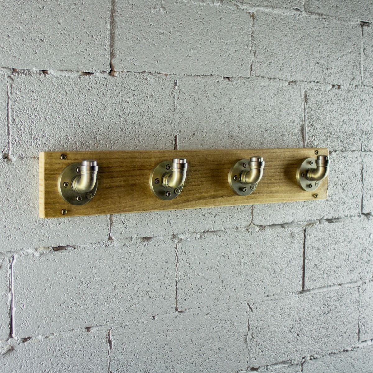 Modern Industrial Wall Mounted Four Hook Hat Rack