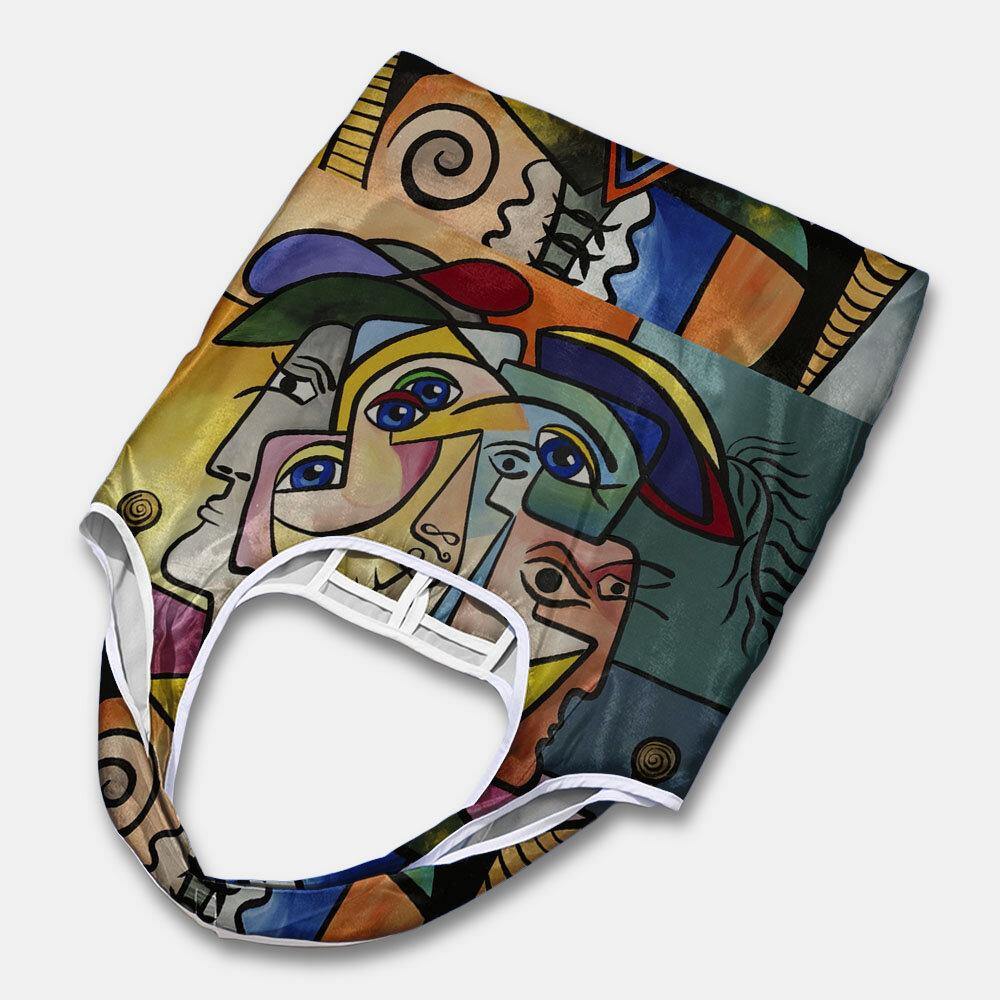 Bolso de mano con estampado de figuras abstractas para mujer, bolso de hombro, bolsos ligeros de tela para compras 