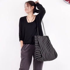 Stripe Women Backpack Cotton Shoulder Bag6333