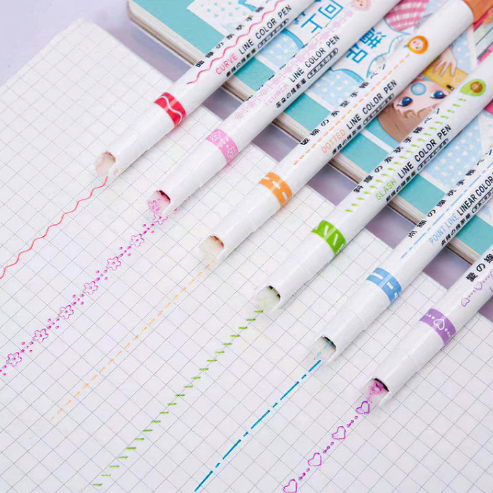 💖BEST GIFTS FOR KIDS Dual Tip Pens with 6 Different Curve Shapes Fine Tips