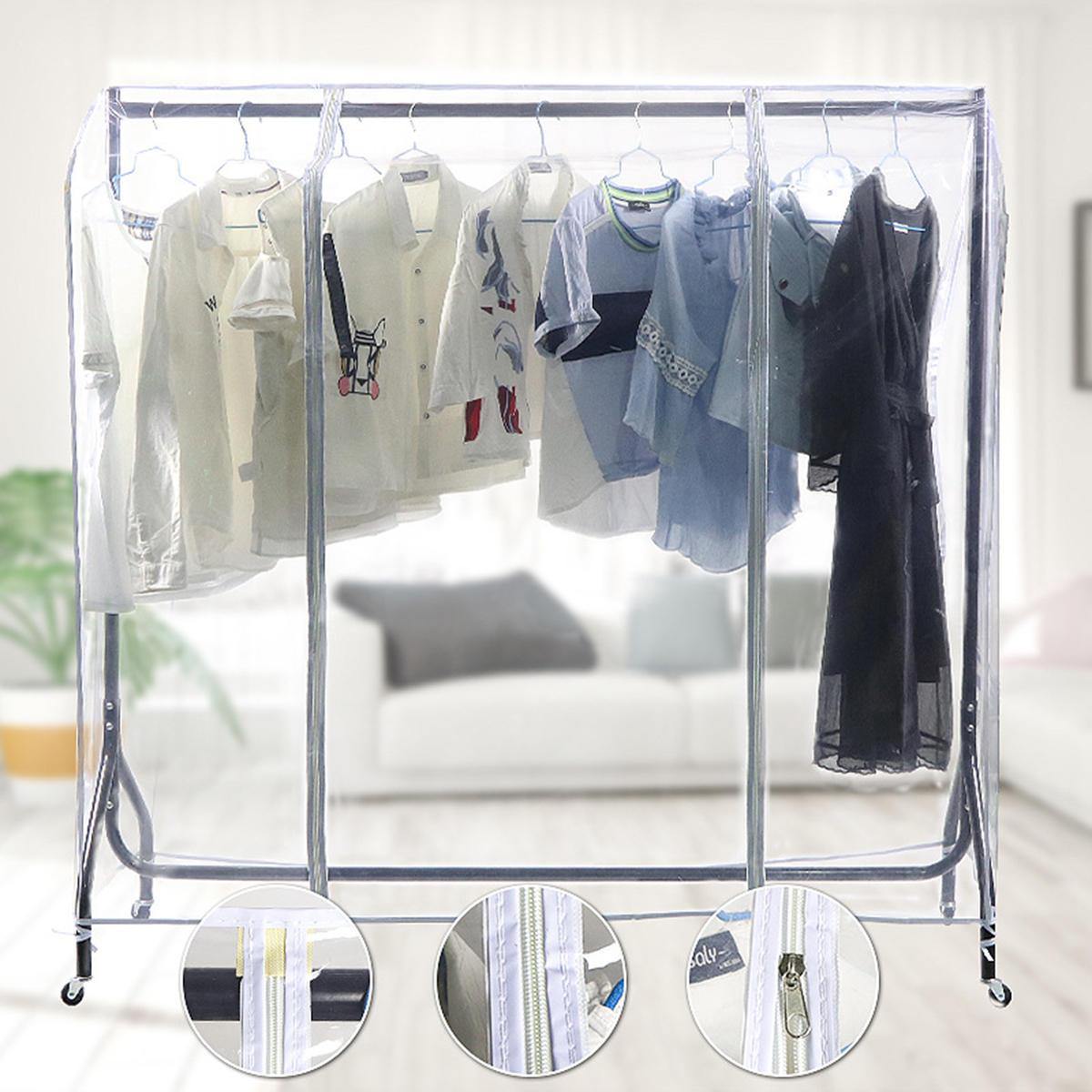 Clear Clothes Rail Cover Dustproof Garment Coat Hanger Protector Storage Net