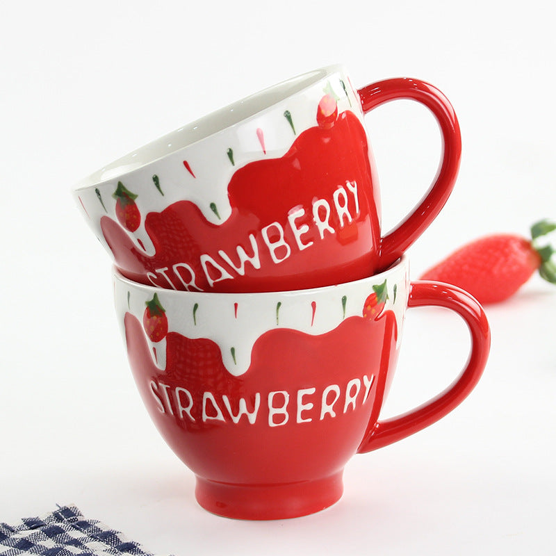 Strawberry Coffee Mug Ceramic Cup for Women Men Birthday Gifts