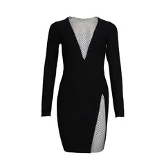 Sexy Net Diamond Ladies Party Long-sleeved Bandage Slim Dress