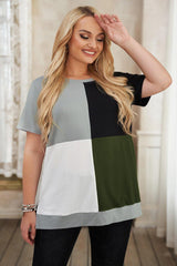 Camiseta colorblock con cuello redondo