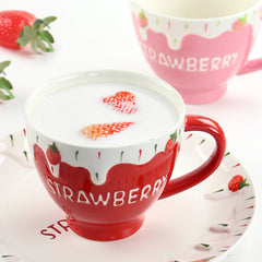 Strawberry Coffee Mug Ceramic Cup for Women Men Birthday Gifts