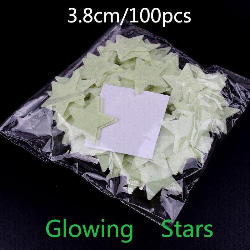 100Pcs Glow In The Dark Stars  Sticker Beautiful 3D DIY Home Decal Art Luminous Wall Stickers