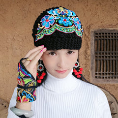 Ethnic style embroidered hat, fashionable and versatile, leisure trend, special women's knitting hat