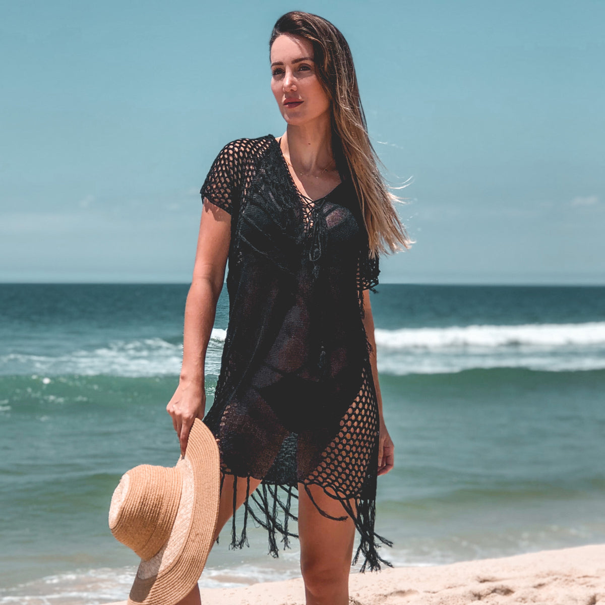 V Nexk Tassel Hollow Swimwear Cover Up