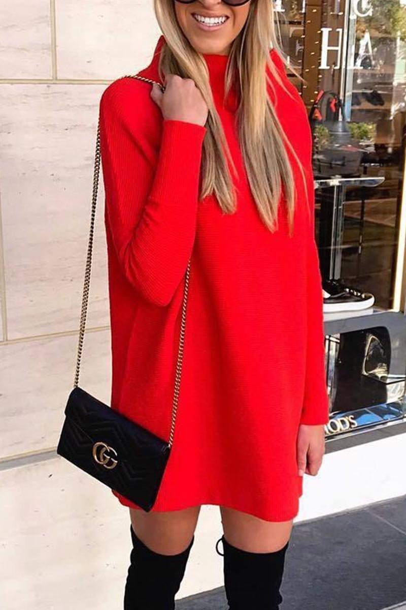 Casual Solid Color Autumn Dress