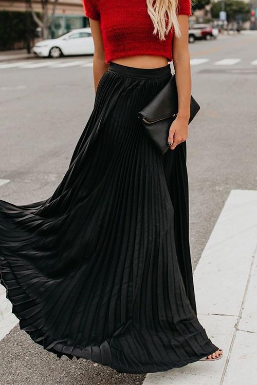 Love Poem Pleated Maxi Skirt