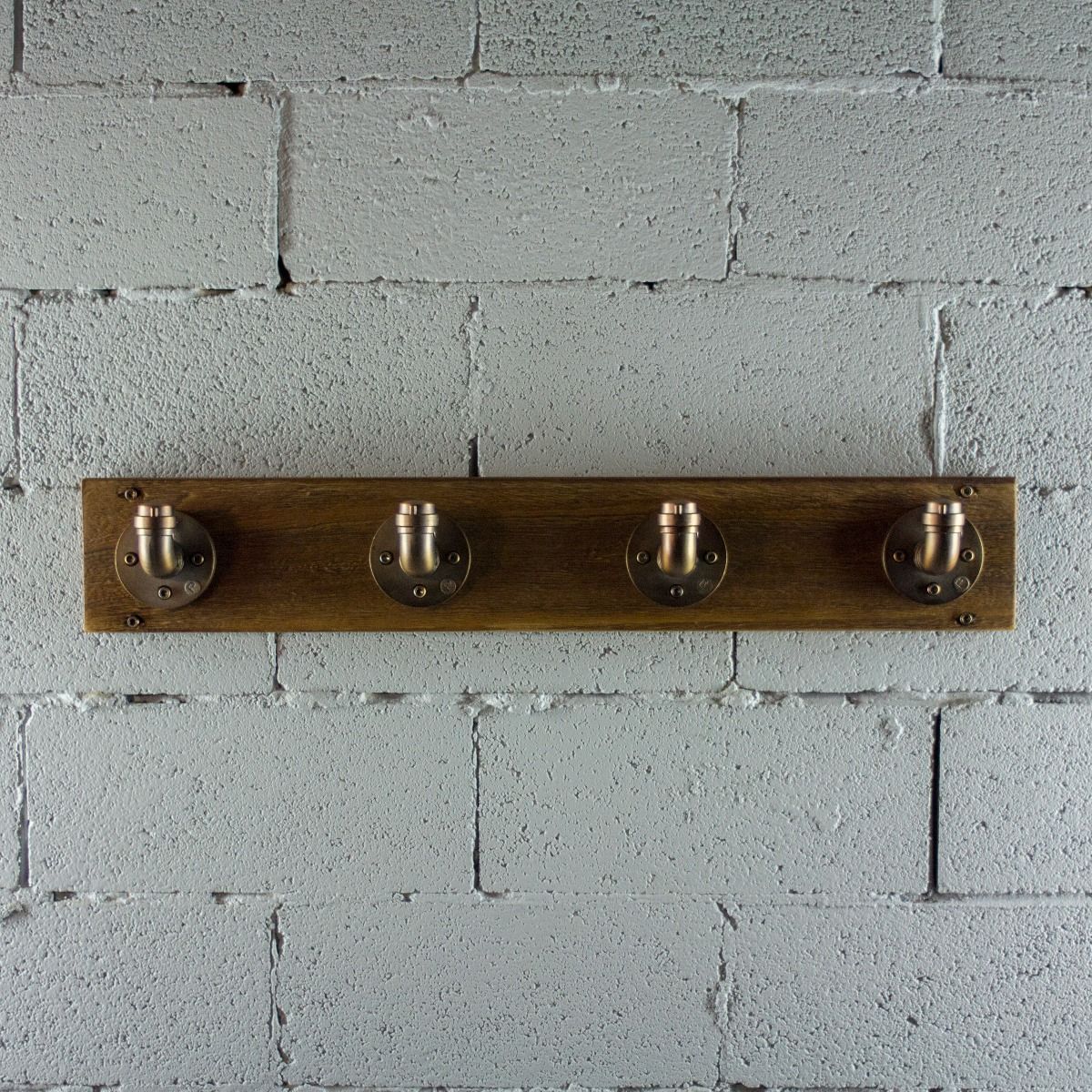 Modern Industrial Wall Mounted Four Hook Hat Rack