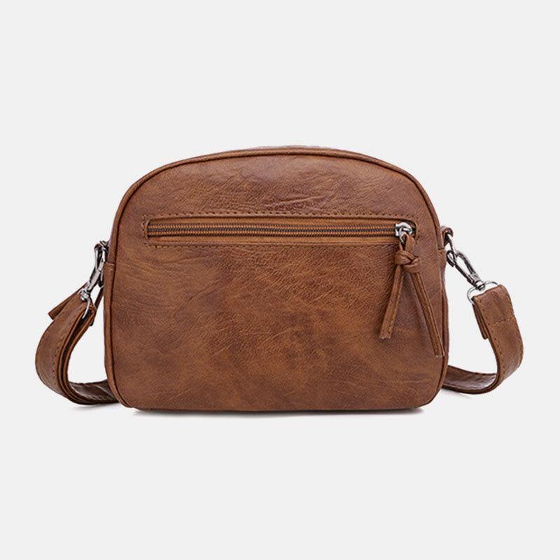 Bolso de teléfono de 6,3 pulgadas de moda Retro multibolsillo de cuero PU para mujer, bandolera suave, bolso de hombro 