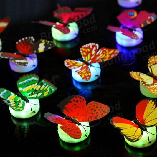 Honana DX-138 6PCS Colors Changing LED Flashing Butterfly Night Light Decorative Lights 3D Stickers