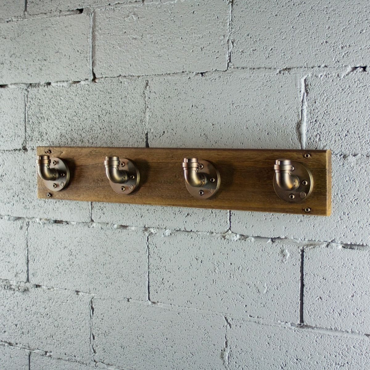 Modern Industrial Wall Mounted Four Hook Hat Rack