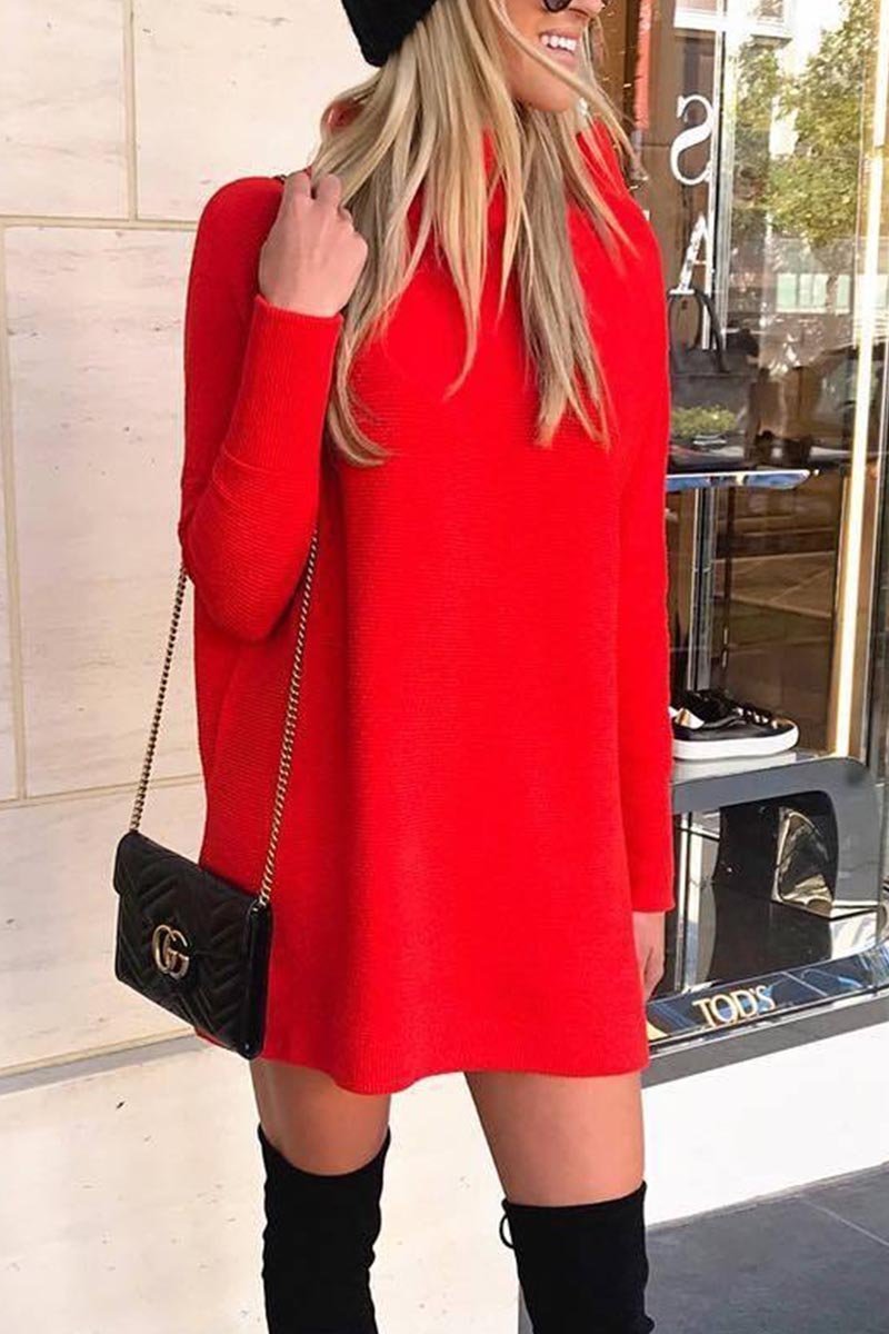 Casual Solid Color Autumn Dress