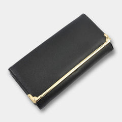 Women Metal Trim Buckle Decor Long Purse 6.5 Inch Wallet Large Capacity Multi-card Slot Card Holder Coin Purse