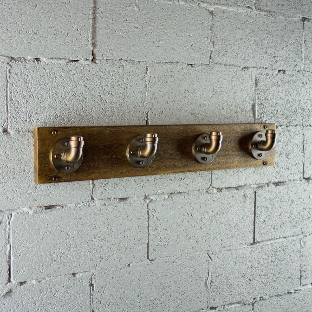 Modern Industrial Wall Mounted Four Hook Hat Rack