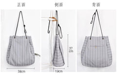 Stripe Women Backpack Cotton Shoulder Bag6333