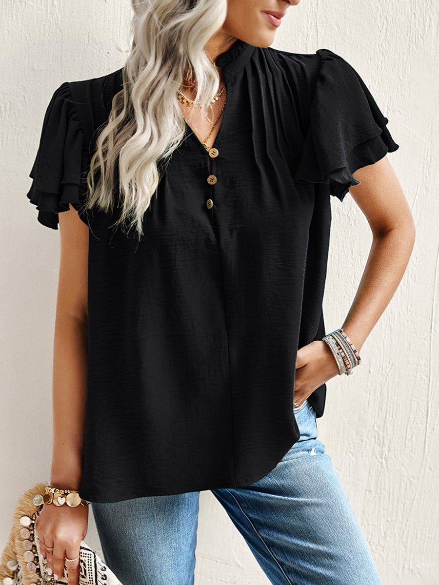 Women's T-Shirts Short Sleeve Elegant Ruffle T-Shirt