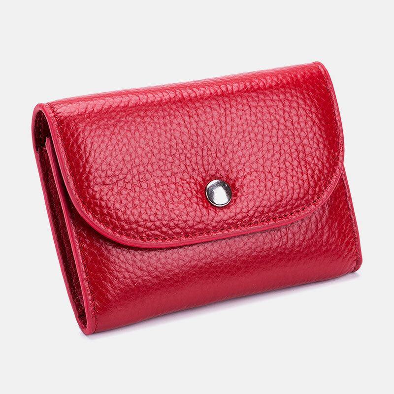 Women Genuine Leather Multifunction Lychee Pattern Coin Bag Small Wallet