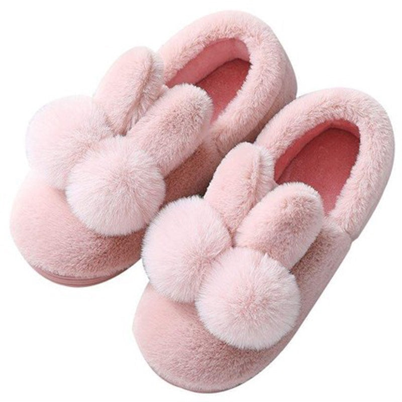 Lindas zapatillas de casa cálidas con orejas de conejo de conejito de peluche