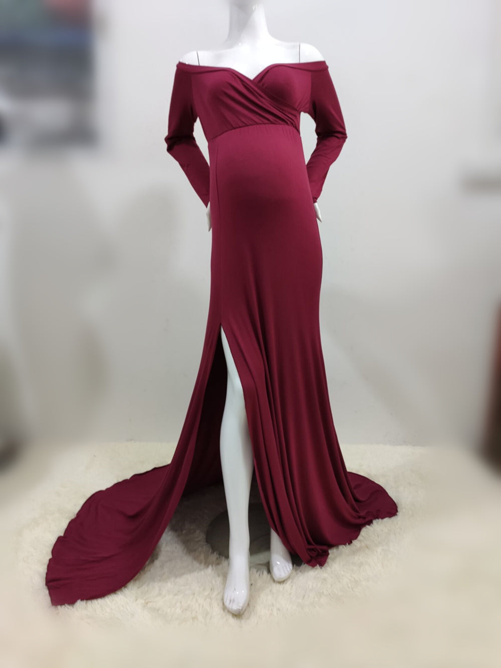 Schwanzkleid mit Schlitzsaum, langes Kleid, Fotokleid