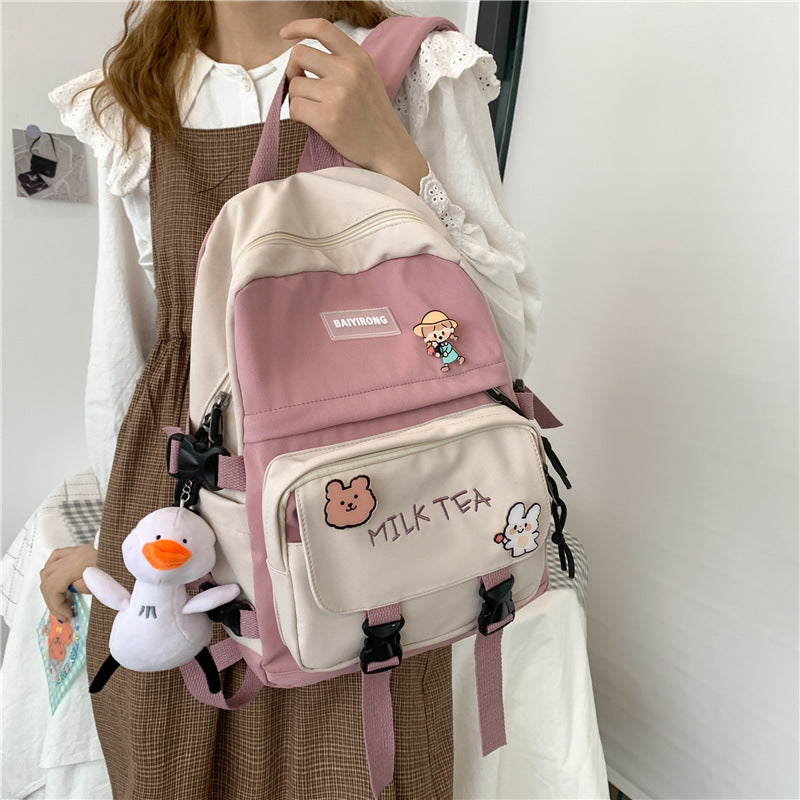 Kawaii School Backpack with Cute Accessories for Girls Teen