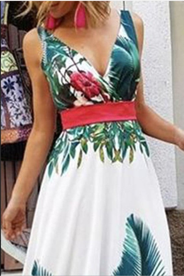 2019 European And American Style Sleeveless Print Long Dress