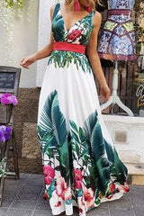 2019 European And American Style Sleeveless Print Long Dress