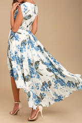 Elegant Floral Frenulum With Belt Irregular Dress Dresses