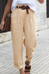 Casual Solid Straight High Waist Bottoms(4 Colors)