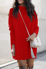 Casual Elegant Solid Split Joint Turtleneck Dresses