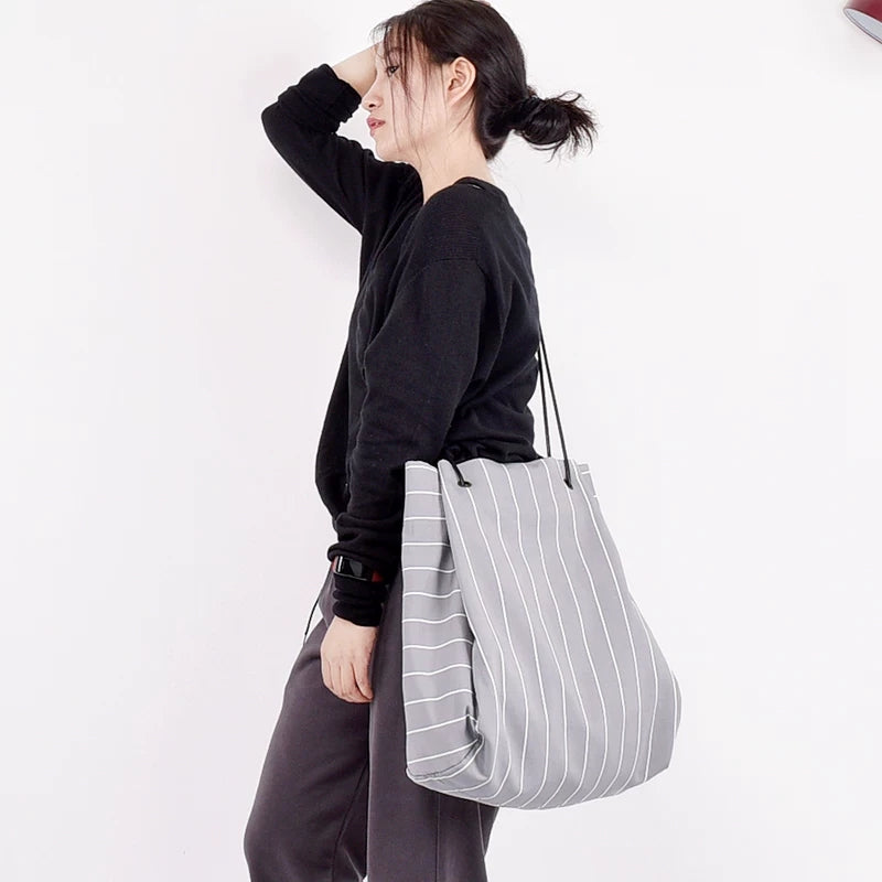 Stripe Women Backpack Cotton Shoulder Bag6333