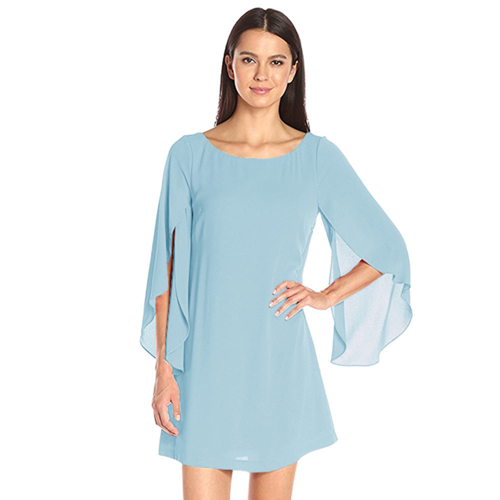 Off-the-shoulder back chiffon casual dress