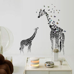 Honana DX-368 3D Giraffe Colorful Butterfly Wall Sticker Removable Home Decor Bedroom Art Applique