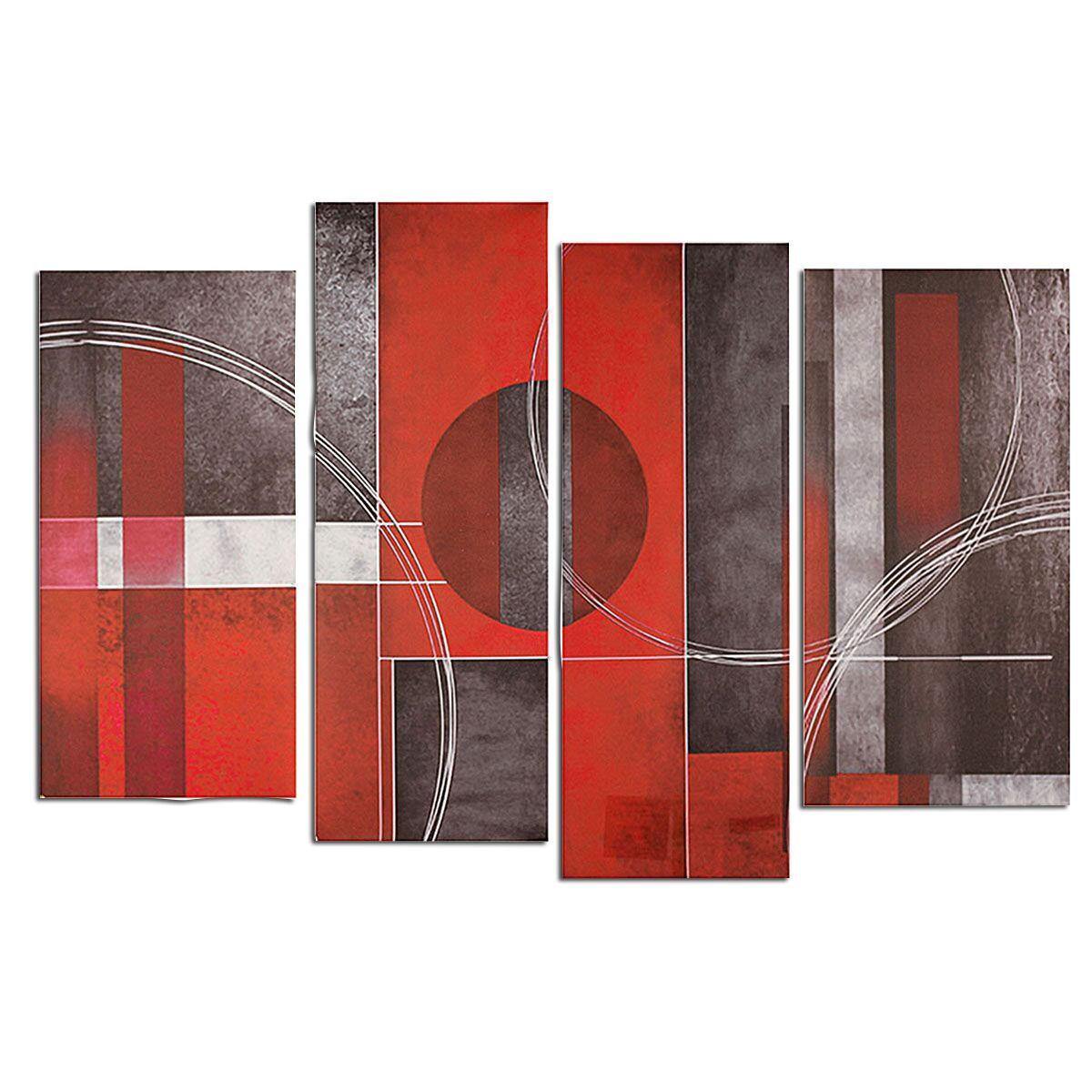 4pcs Abstract Art Red&Black Wall Oil Paintings Canvas Pictures Modern Home Decor